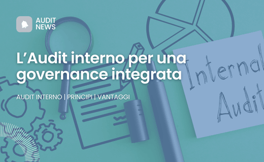 Audit interno per una governance integrata, immagine con titolo dell'articolo e sfondo con grafica audit